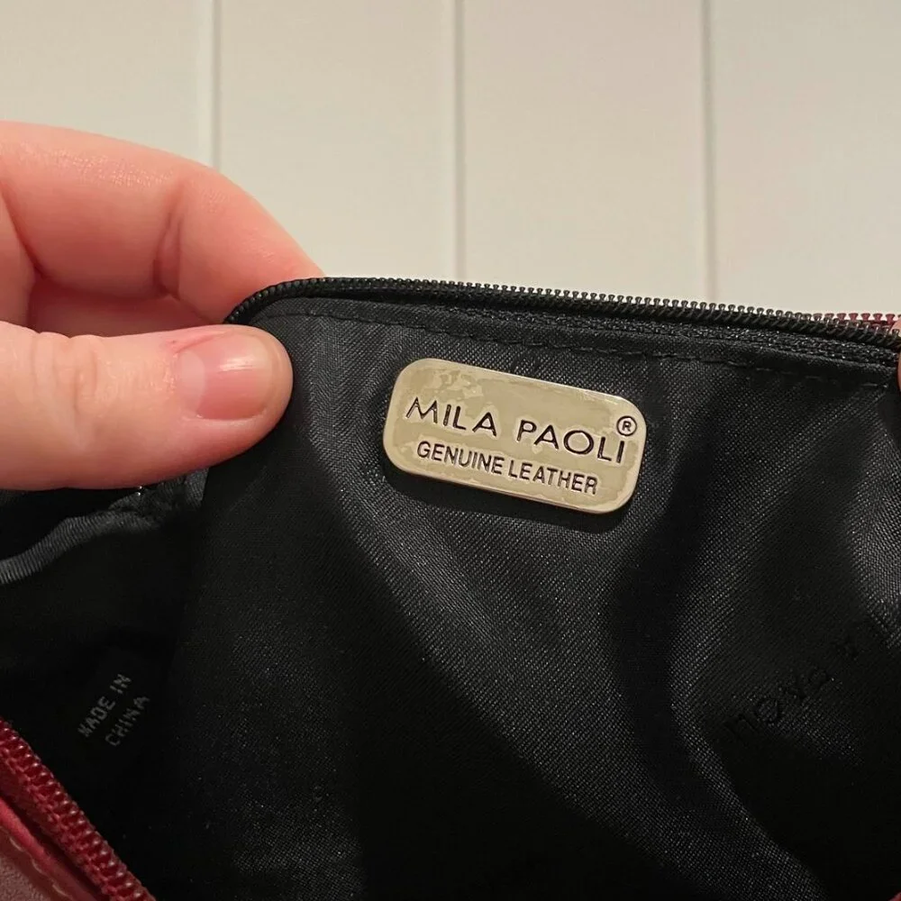 Red Leather Shoulder Bag - Picture 4 of 5